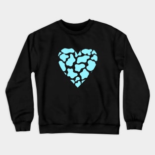 Cow Print Blue Heart Design Crewneck Sweatshirt